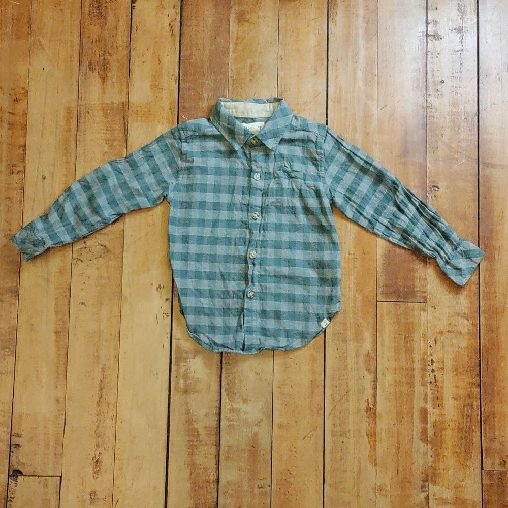 Me & Henry Shirt 2T 3T Button Down Green Plaid Cotton Easter Spring